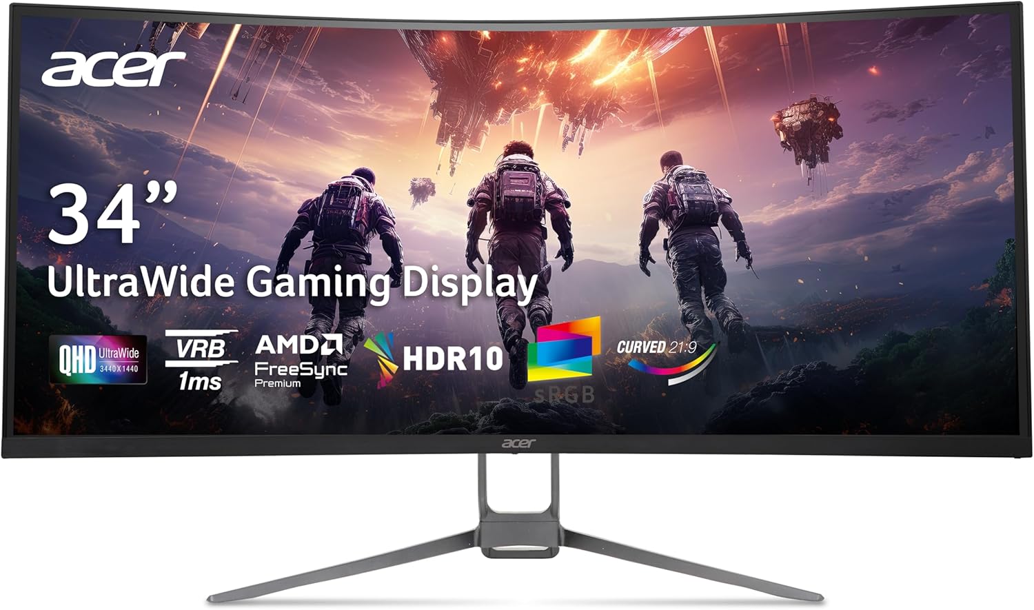 acer Nitro 34 Inch 1000R 21:9 Curved Zero-Frame QHD 3440 x 1440 Gaming Monitor | AMD FreeSync Premium | Up to 120Hz Refresh | 1ms VRB | Two Display Port 1.2 & Two HDMI 2.0 Ports | EDA343CUR J0bmiippx