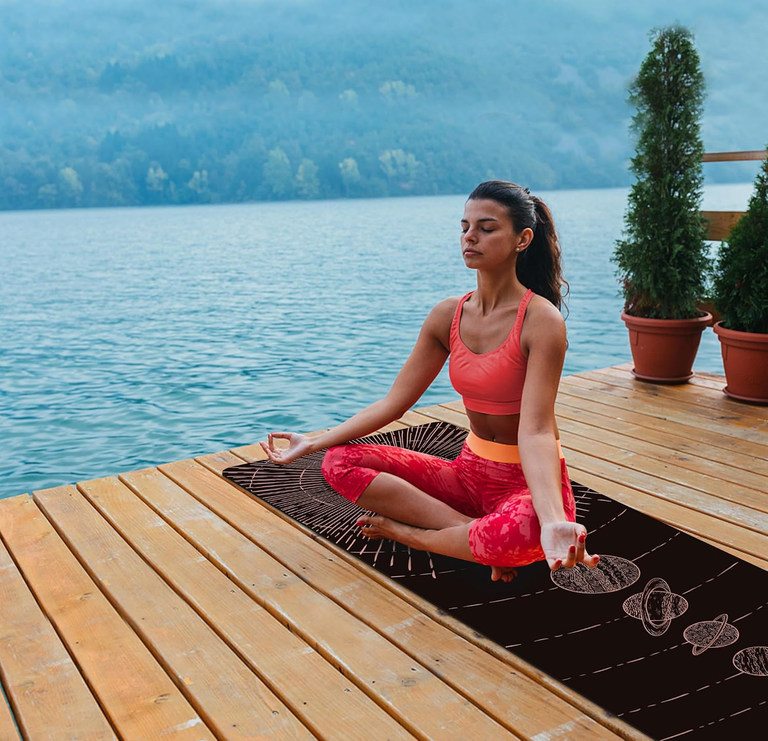 nuveti Printed Travel Yoga Mat-1/16 Inch Thick Non Slip Fitness Workout Mat with Carrying Bag, Foldable Lightweight Suede & Natural Rubber Yoga Mat for Yoga Pilates and Fitness 72" L x 24" W x 1.5mm - Image 5