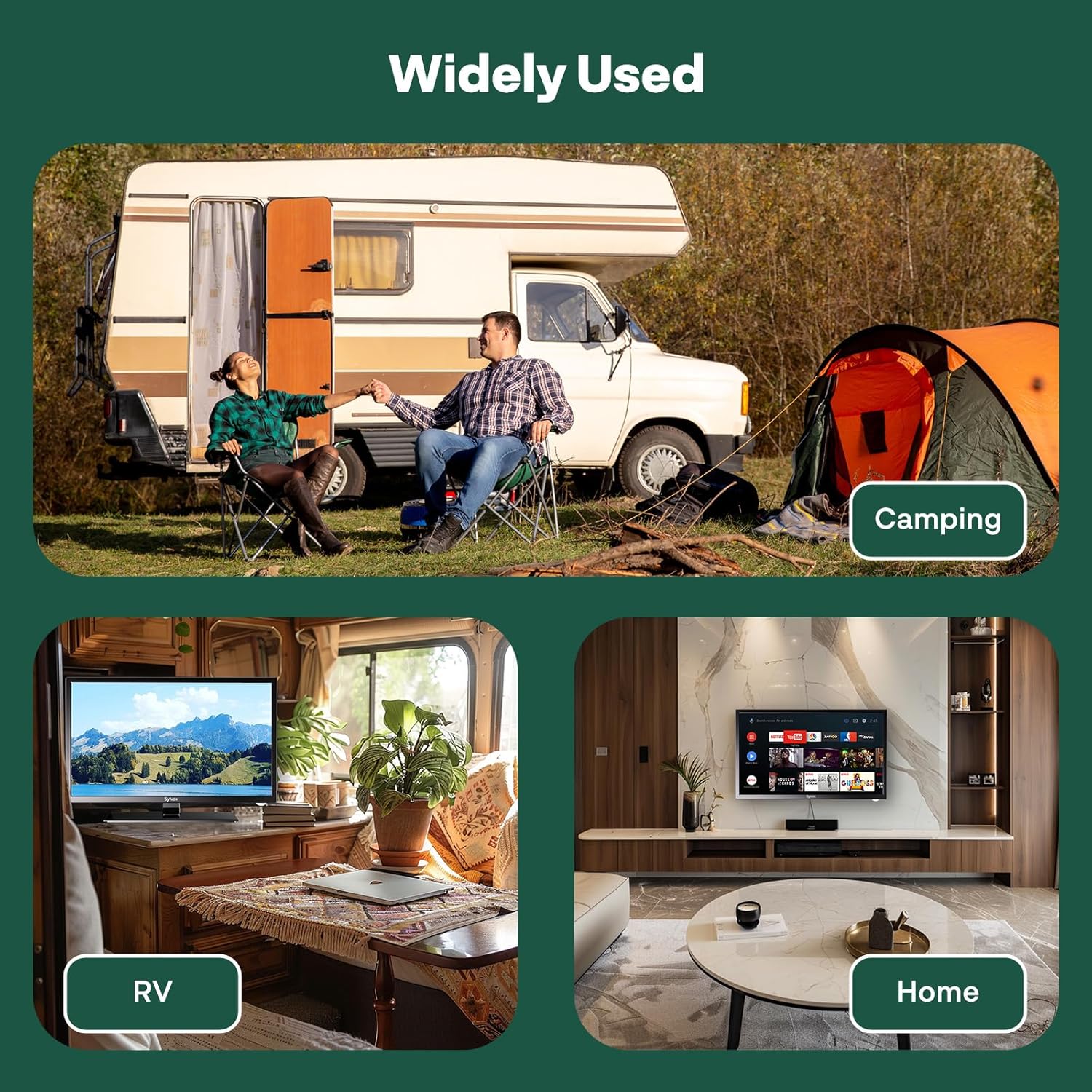 SYLVOX 12 Volt TV, 19" Smart RV TV with Built-in DVD Player, Google OS Voice Remote ATSC NTSC HDMI USB, AC/DC Powered, 12V Television for RV Camper Van Vehicle(Trailer Series) - Image 2