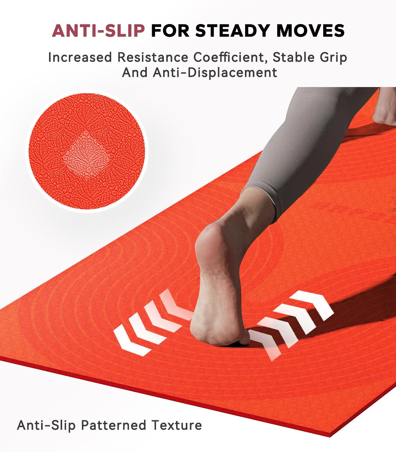 HAPBEAR Extra Large Yoga Mat (84''×30'') - 1/3'' Thick Double-Sided PVC Non-Slip Exercise Mat with High Rebound Cushioning, Dual-Side Usable for Home Gym, Yoga, Pilates & Workouts -Orange - Image 6