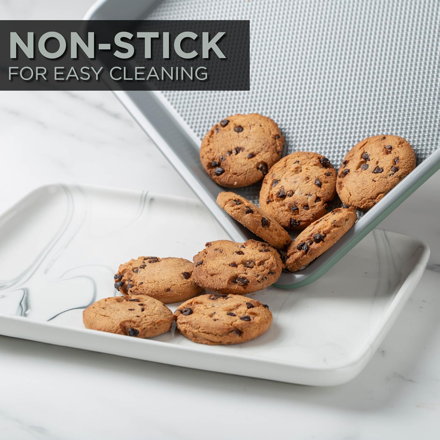 Country Kitchen Nonstick Stackable Bakeware Set - Durable, Easy Release Baking Set, Sage, 6 Pcs - Image 6