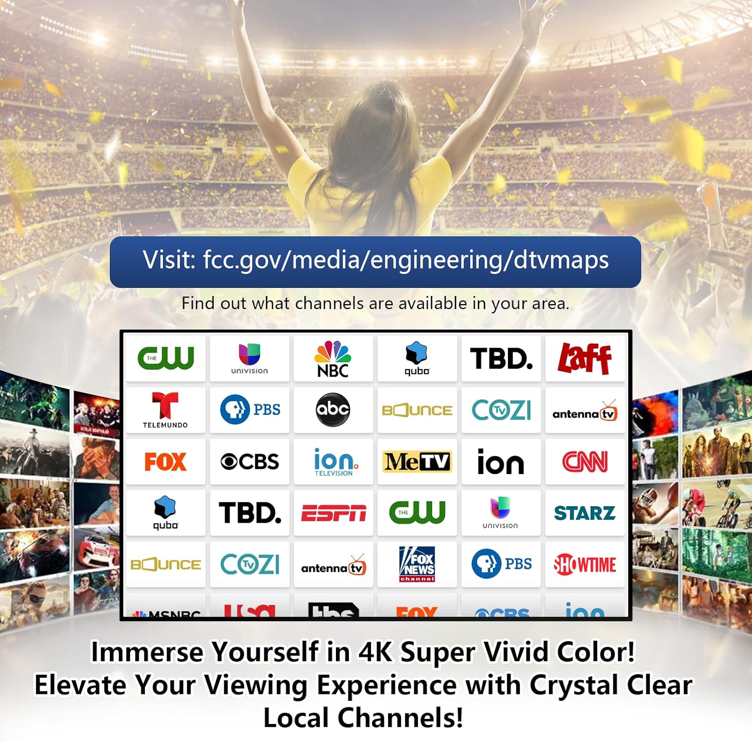 Digital TV Antenna for Smart TV Indoor,2025 TV Antenna with 3M Stick Base, 360°&Long Range Reception HDTV Antenna for Local Channels, Easy Installation Antennas for TVs Without Cable (7.0 in) - Image 8