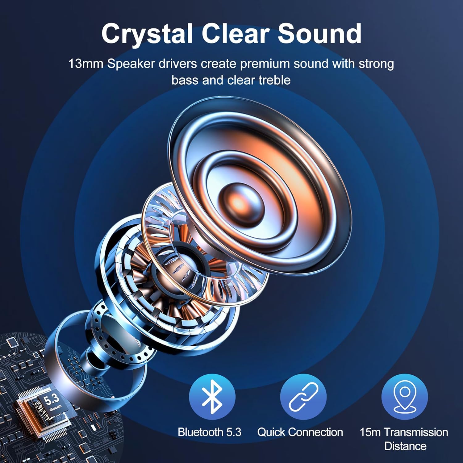 Blackview Wireless Earbuds, 2025 Bluetooth 5.3 Headphones, 56Hrs Hi-Fi Stereo Deep Bass Earphones with 4 ENC Noise Cancelling Mics, IPX7 Waterproof Ear Buds for iPhone Android Phones Laptop - Image 3