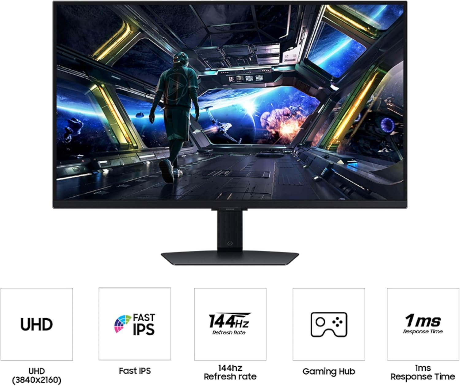 Samsung 32” Odyssey G7 (G70D) 4K UHD IPS 144Hz 1ms(GtG) Smart Gaming Monitor, G-Sync Compatible, AMD Freesync Premium, Vivid Colors, Adjustable Stand, Black Equalizer, LS32DG702ENXZA - Image 2