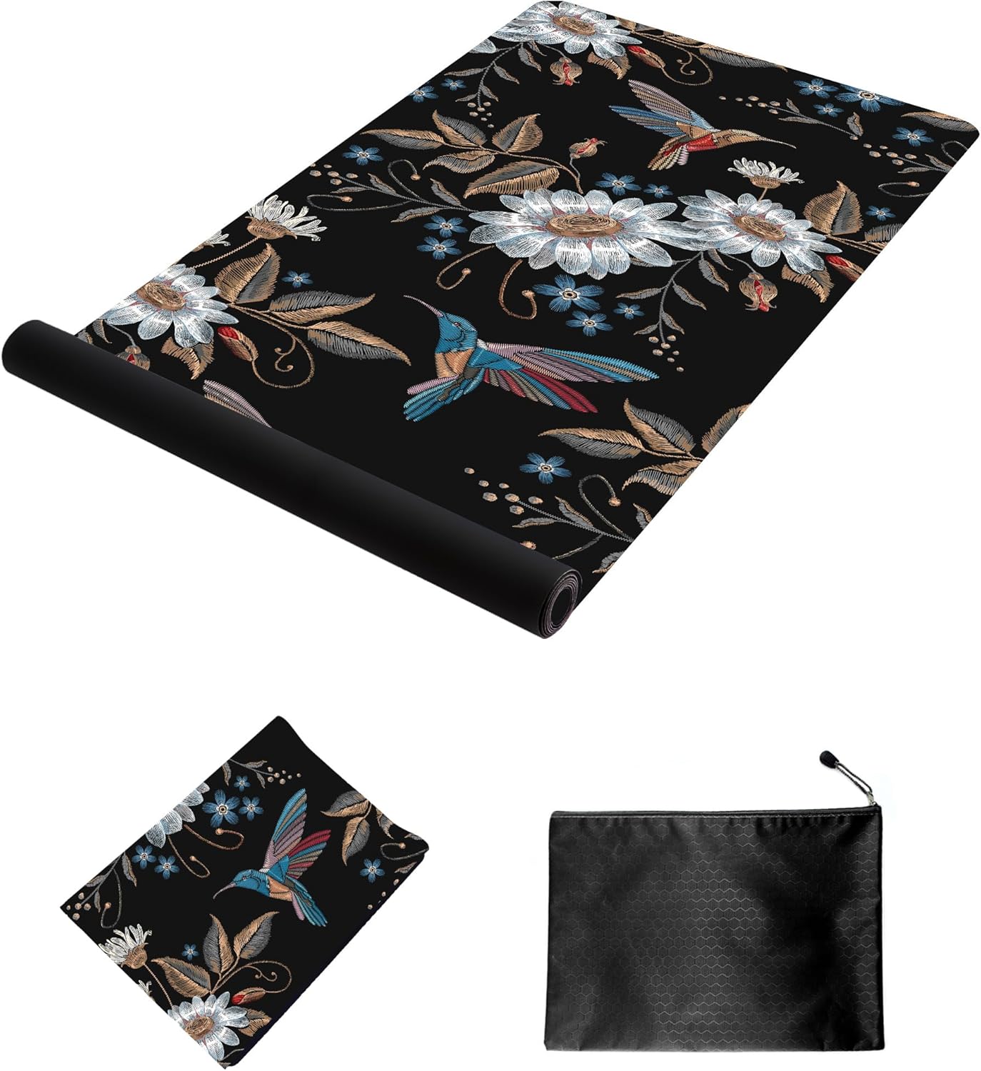 nuveti Printed Travel Yoga Mat-1/16 Inch Thick Non Slip Fitness Workout Mat with Carrying Bag, Foldable Lightweight Suede & Natural Rubber Yoga Mat for Yoga Pilates and Fitness 72" L x 24" W x 1.5mm - Image 3