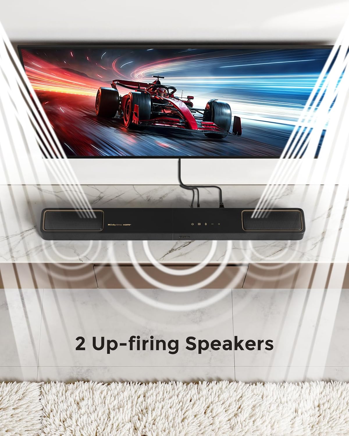 ULTIMEA 5.1.2ch Sound Bar with Dolby Atmos, Surround Sound System for TV with 2 Surround Speakers, Sound Bar for Smart TV, Soundbar with Subwoofer for Home Theater, BT 5.4, HDMI eARC, Skywave F40 - Image 4