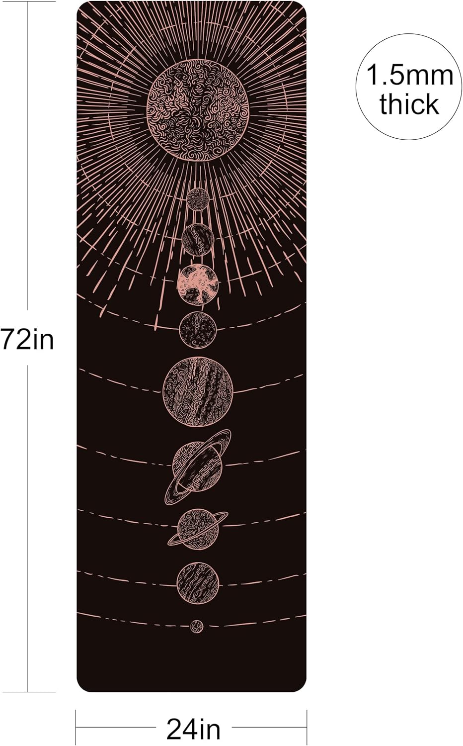 nuveti Printed Travel Yoga Mat-1/16 Inch Thick Non Slip Fitness Workout Mat with Carrying Bag, Foldable Lightweight Suede & Natural Rubber Yoga Mat for Yoga Pilates and Fitness 72" L x 24" W x 1.5mm - Image 2