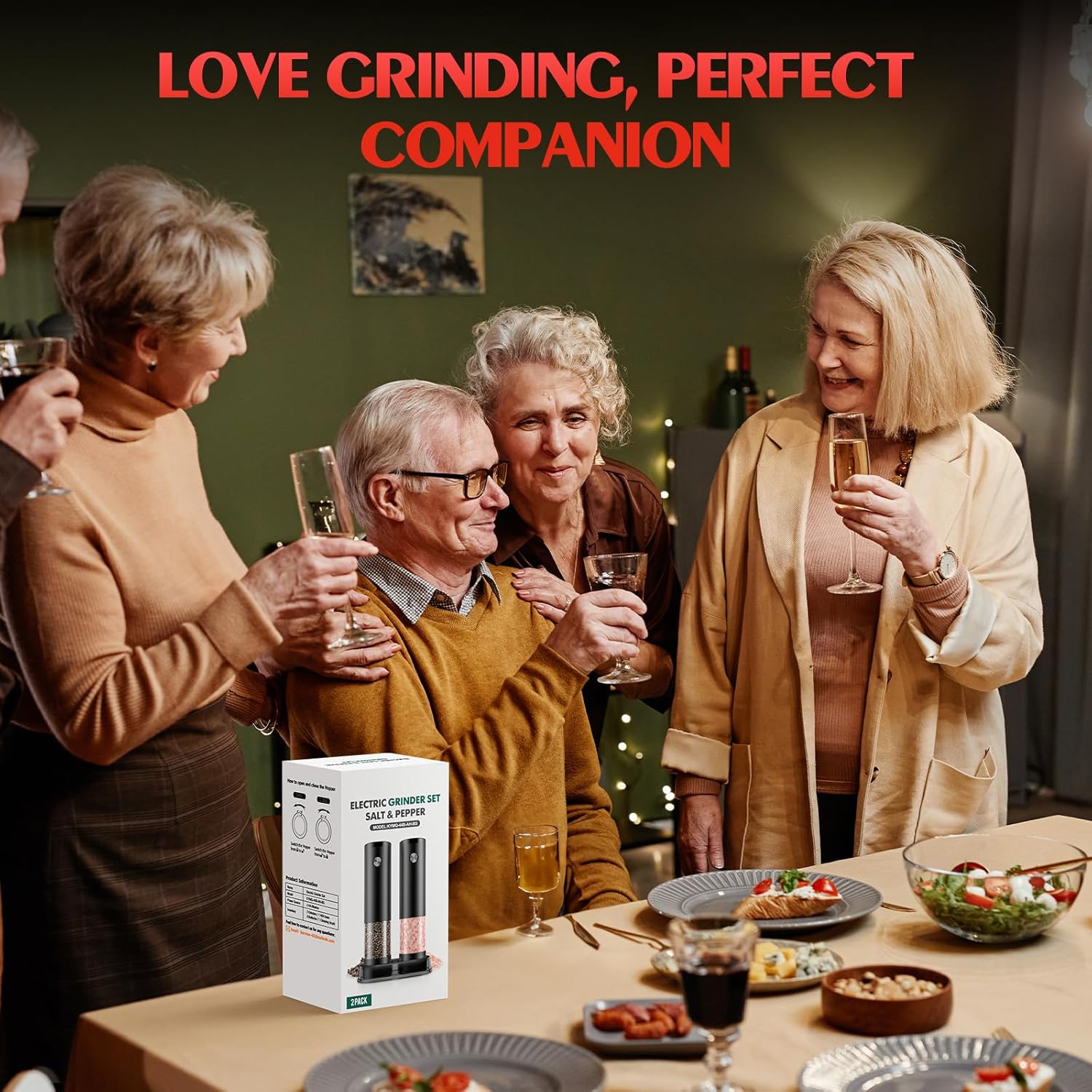 Electric Salt and Pepper Grinder Set Automatic Battery Pepper Mill Shakers - Image 7