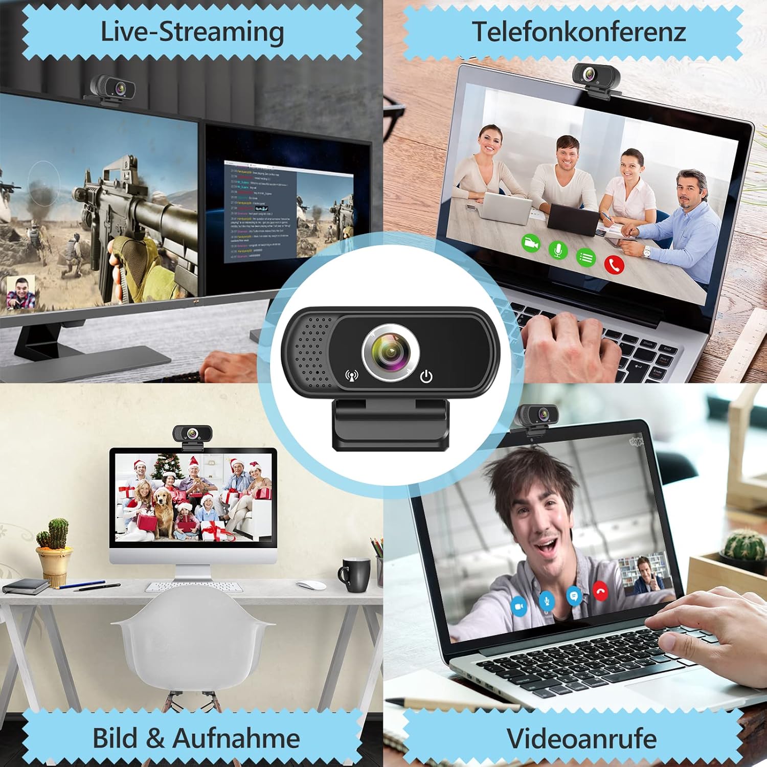 ToLuLu 1080P Webcam with Microphone, HD Webcam Web Camera with Tripod Stand, Widescreen USB Computer Camera, Streaming Mic Web cam for Online Calling/Conferencing,Facetime/YouTube Desktop Laptop PC - Image 7