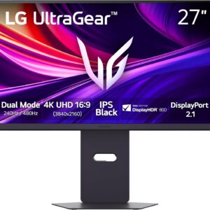 LG 27G850A-B 27-inch Ultragear 4K UHD (3840 x 2160) IPS Gaming Monitor, Dual-Mode 240Hz, 1ms, NVIDIA G-Sync Compatible, AMD FreeSync Premium Pro, VESA DisplayHDR 600, HDMI, DisplayPort 2.1, Black