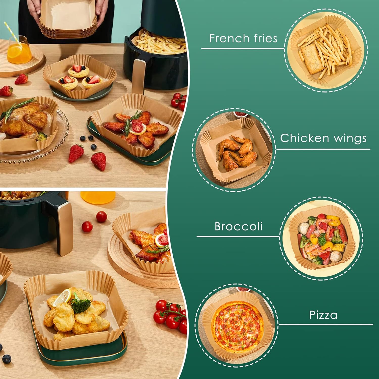 Air Fryer Paper Liners, 125Pcs Parchment Paper, Air Fryer Liners Disposable for Microwave - Image 7