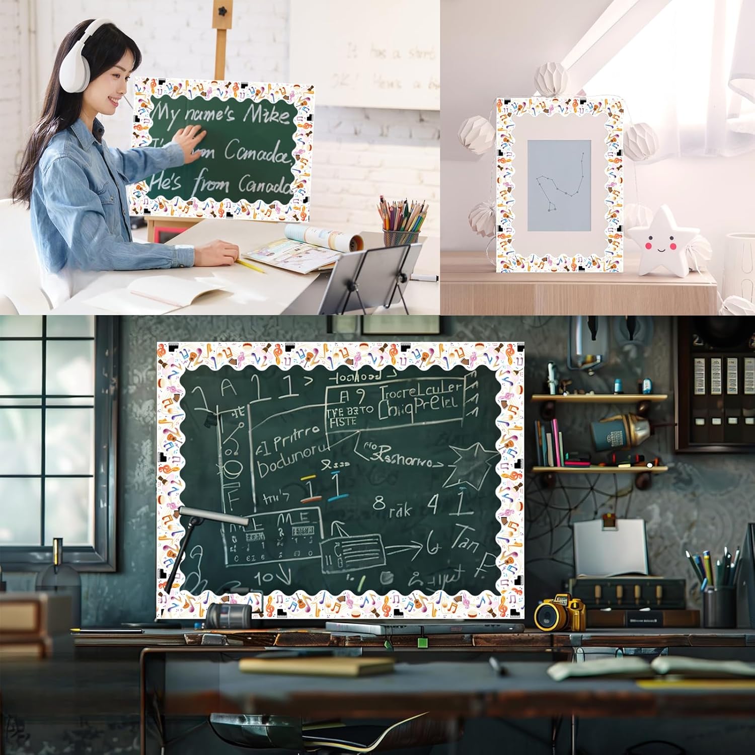 69 Feet Musical Instrument Billboard Borders Color Notes and Instrument Trimming Stickers Self Adhesive Music Theme Billboard Home School Classroom Blackboard Decorations - Image 4