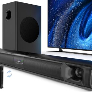 Saiyin Sound Bar for Smart TV with Subwoofer, 100W Detachable Soundbar Home Theater Surround Sound System for TV with Horn Tweeter, Adjustable Bass and HDMI-ARC/Bluetooth Optical/AUX/Connection
