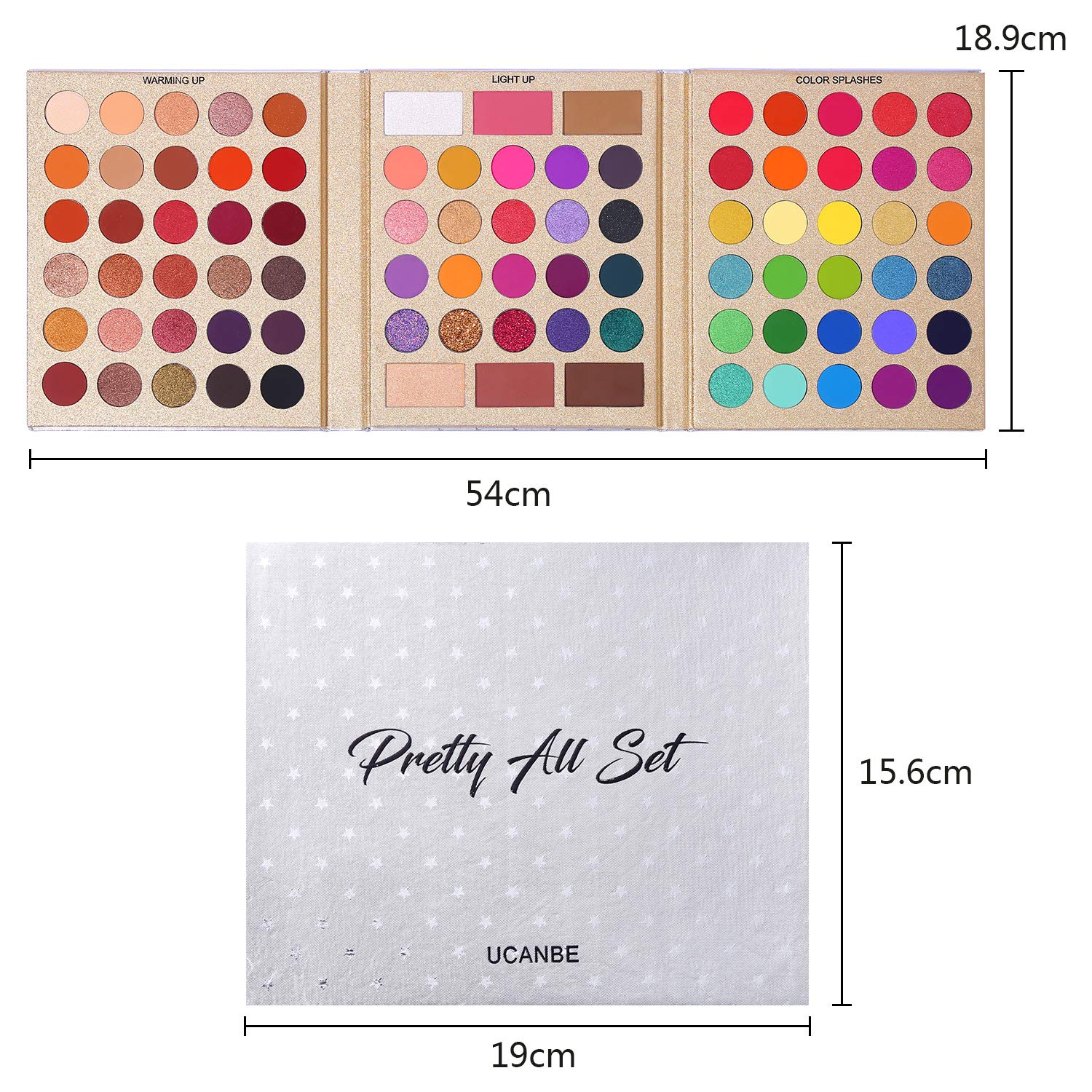 UCANBE Professional 86 Colors Eyeshadow Palette with 15pcs Makeup Brushes Set Matte Glitter Long Lasting Highly Pigmented Waterproof Contour Blush Powder Highlighter All in One - Image 6