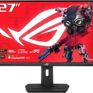 ASUS ROG Strix 27” QHD (2560×1440) HDR400 USB-C Gaming Monitor (XG27ACS), 180Hz,1ms, Fast IPS, 133% sRGB, Extreme Low Motion Blur Sync, G-Sync Compatible, DisplayWidget, Tripod Socket, 3 Year Warranty