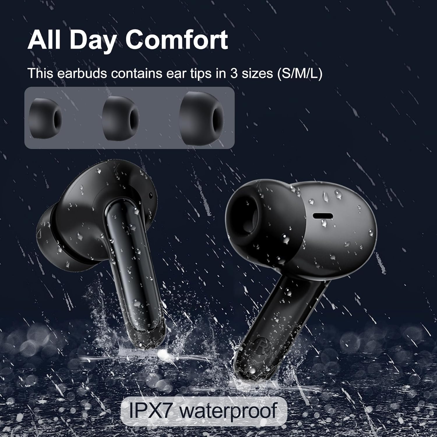 Blackview Wireless Earbuds, 2025 Bluetooth 5.3 Headphones, 56Hrs Hi-Fi Stereo Deep Bass Earphones with 4 ENC Noise Cancelling Mics, IPX7 Waterproof Ear Buds for iPhone Android Phones Laptop - Image 7