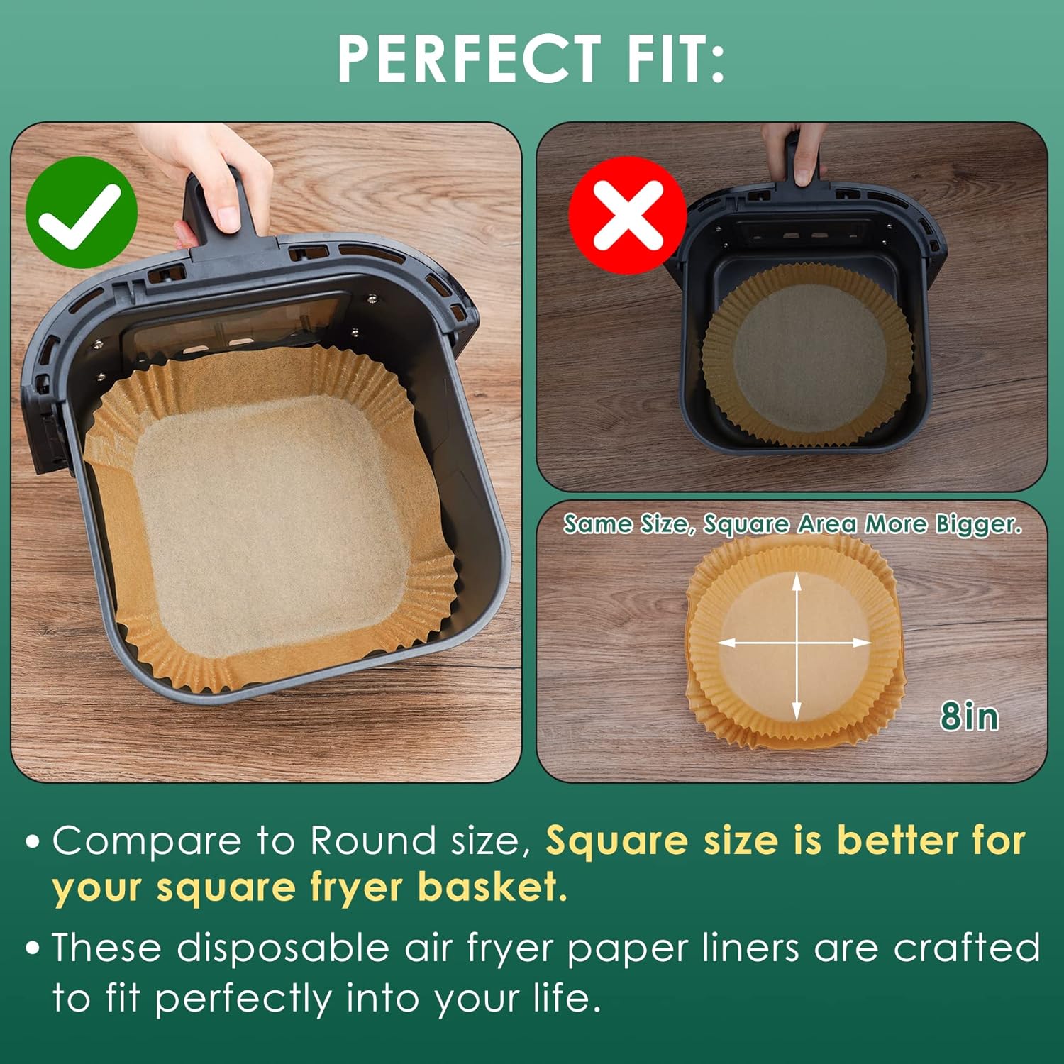 Air Fryer Paper Liners, 125Pcs Parchment Paper, Air Fryer Liners Disposable for Microwave - Image 6