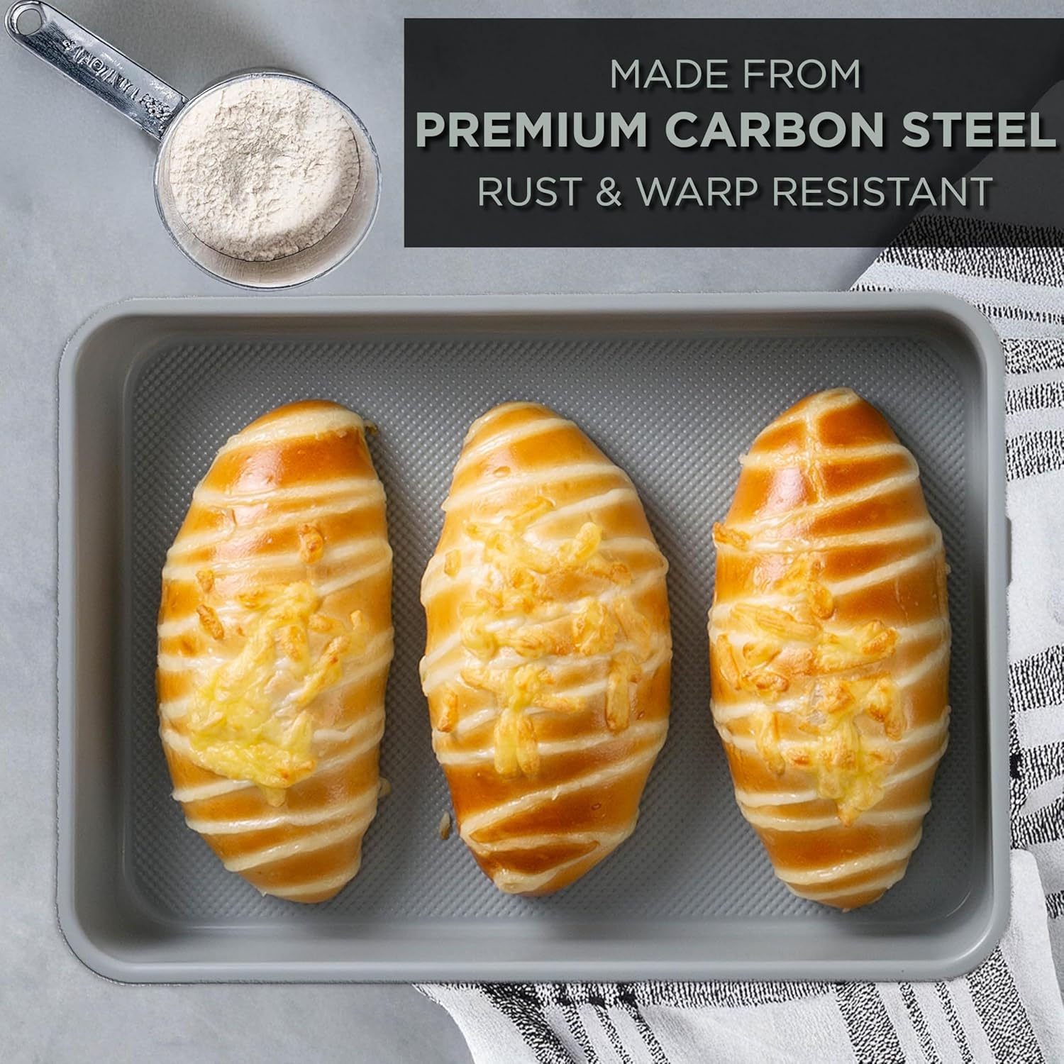 Country Kitchen Nonstick Stackable Bakeware Set - Durable, Easy Release Baking Set, Sage, 6 Pcs - Image 5