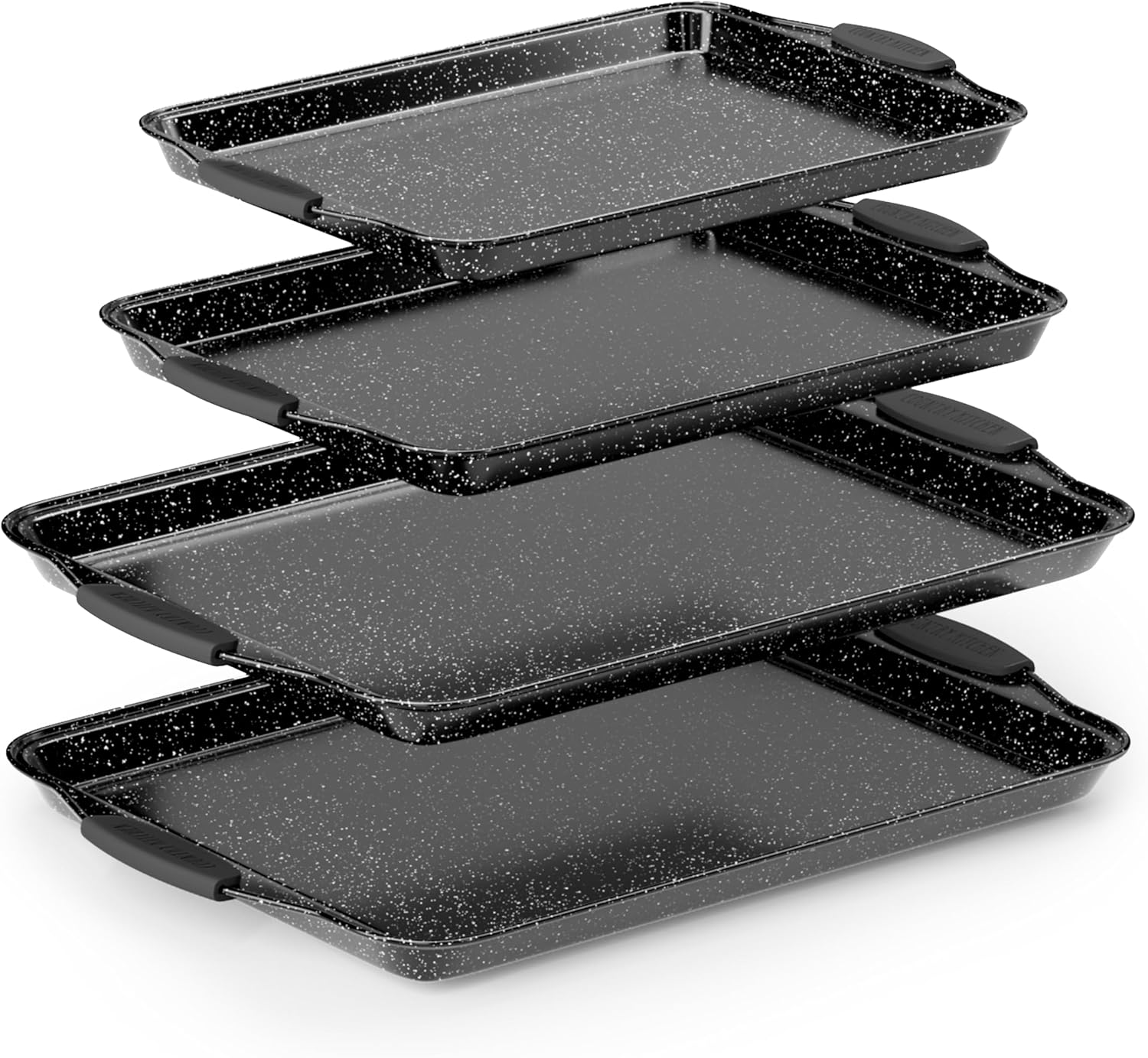 Country Kitchen Nonstick Stackable Bakeware Set - Heavy Duty, Durable, Easy Release Baking Set, Black, 4 Pcs - Image 9