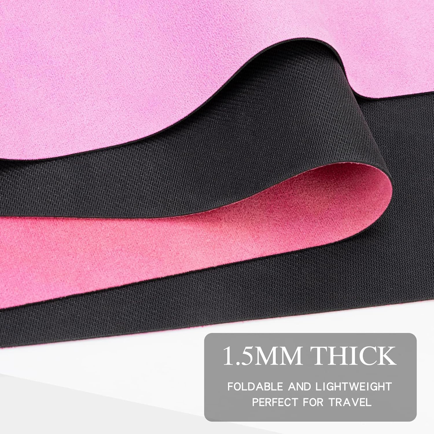 Travel Yoga Mat, Non-slip Foldable Travel Fitness Mat With Carry Bag for Yoga, Exercise, Pilates, 1.5mm Thick Lightweight Exercise Yoga Mat for Women - Image 3