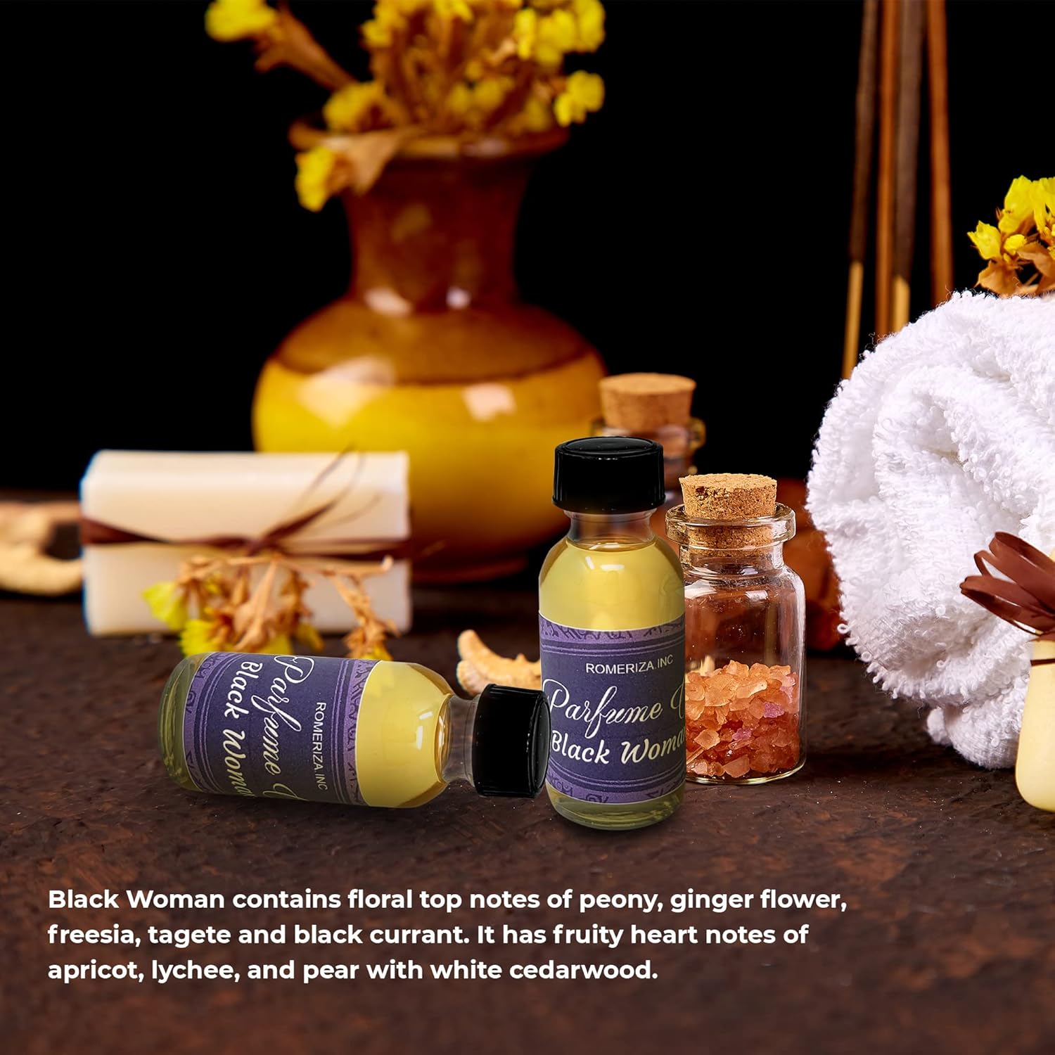 Black Women Fragrance Body Oil - Scented Fragrance - Women Scented Perfume - Strong Essence Long Lasting Perfume - Body Oil Beauty Boston Glass Bottle (1 oz) - Image 3