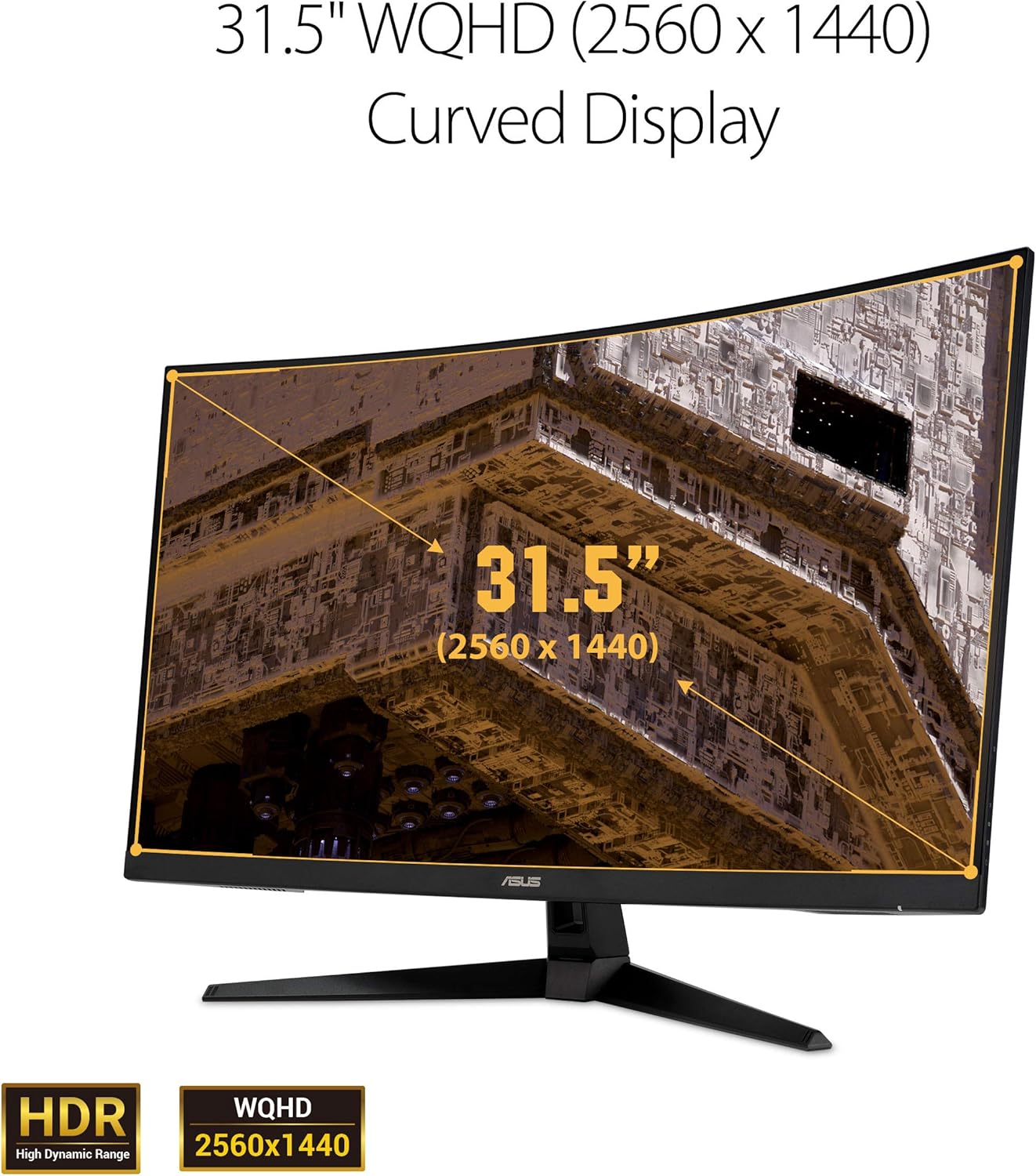 ASUS TUF Gaming 32" 1440P HDR Curved Monitor (VG32VQ1B) - QHD (2560 x 1440), 165Hz (Supports 144Hz), 1ms, Extreme Low Motion Blur, Speaker, FreeSync Premium, VESA Mountable, DisplayPort, HDMI,BLACK - Image 2