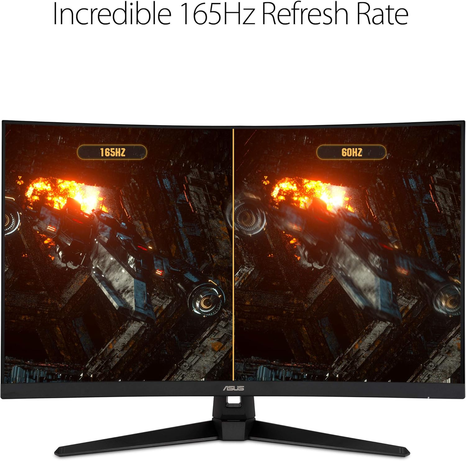 ASUS TUF Gaming 32" 1440P HDR Curved Monitor (VG32VQ1B) - QHD (2560 x 1440), 165Hz (Supports 144Hz), 1ms, Extreme Low Motion Blur, Speaker, FreeSync Premium, VESA Mountable, DisplayPort, HDMI,BLACK - Image 4