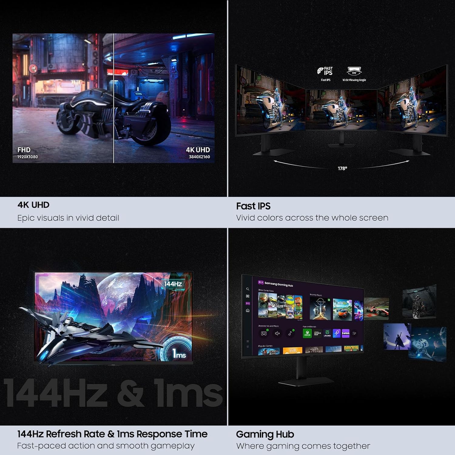 Samsung 32” Odyssey G7 (G70D) 4K UHD IPS 144Hz 1ms(GtG) Smart Gaming Monitor, G-Sync Compatible, AMD Freesync Premium, Vivid Colors, Adjustable Stand, Black Equalizer, LS32DG702ENXZA - Image 8