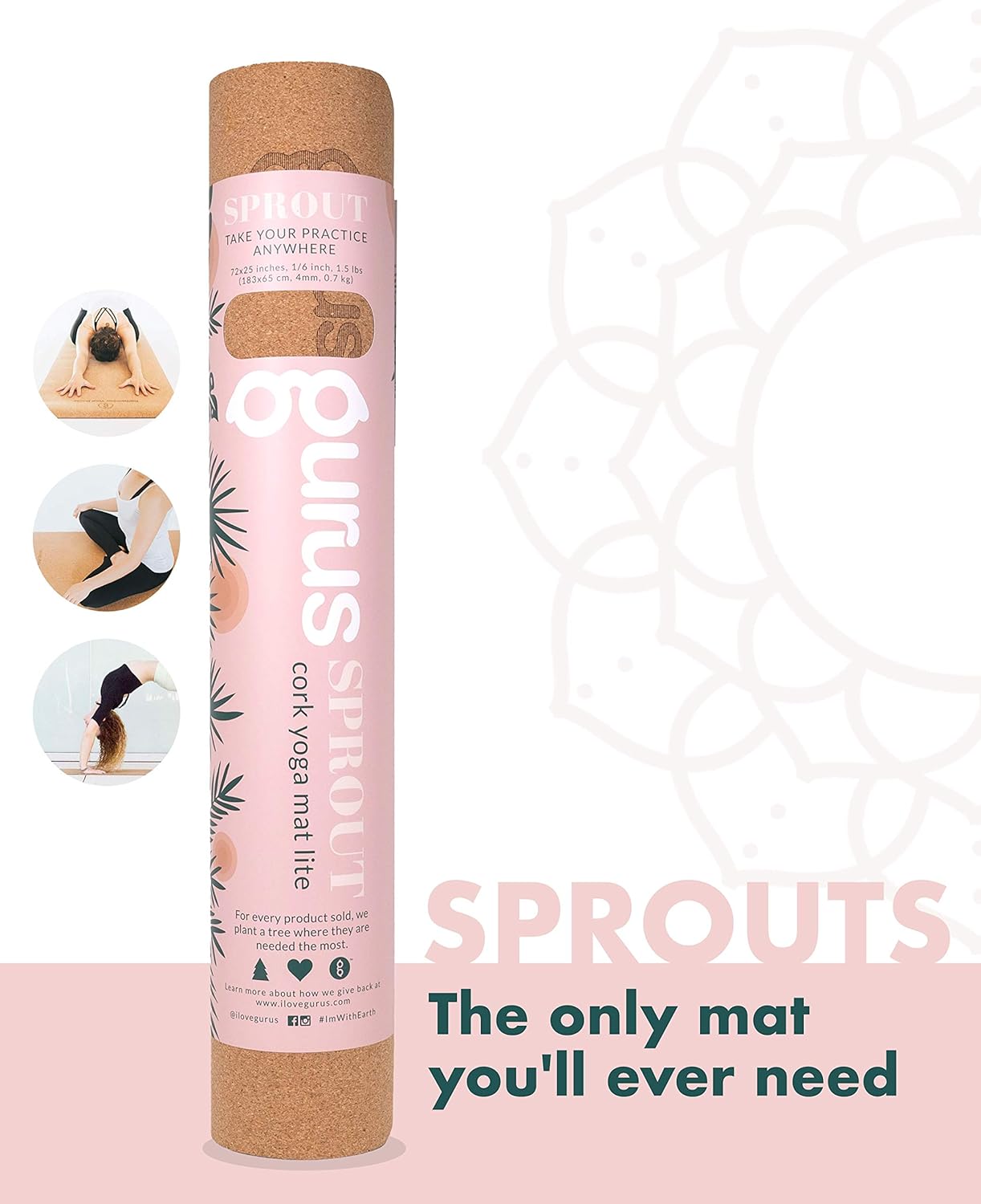 GURUS Sweat Proof Durable Cork Yoga Mat Thick Non Slip Exercise Mat for Home Workout - Image 2