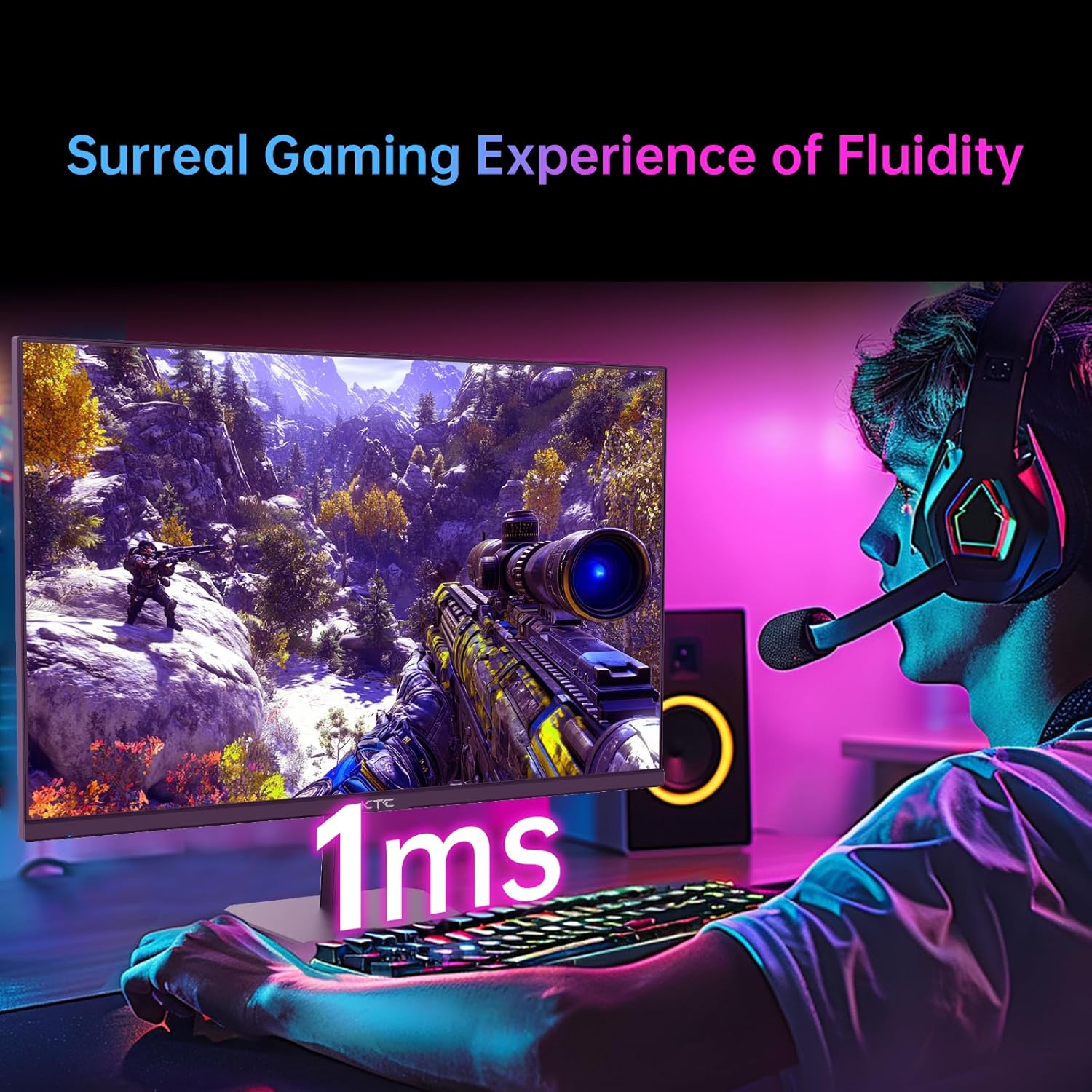 KTC 24 Inch 180Hz/190Hz Gaming Monitor, FHD PC Computer Monitor with Fast IPS Panel, HDR400, 133% sRGB, Bluelight Filter, 2 HDMI & 1 DP Port, Compatible Freesync and Wall Mountable, H24F8 - Image 3