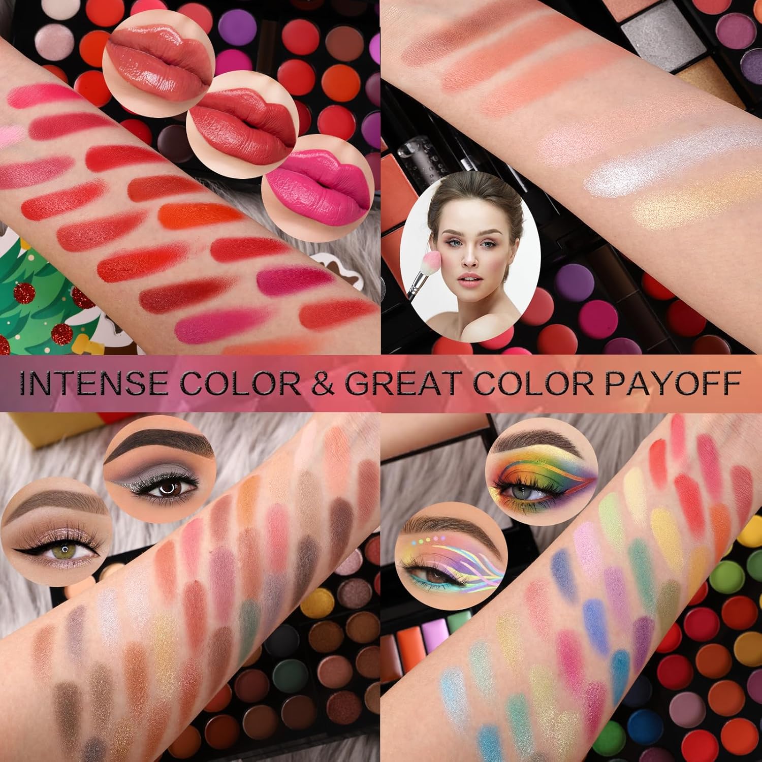 Professional All in One Makeup Kit for Women Full Kit,186 Colors Make Up Palette Christmas Gift Set, Including Eyeshadow,Lip Gloss,Concealer,Highlighter,Contour,Brow Powder,Mascara,Blush & Brush - Image 3