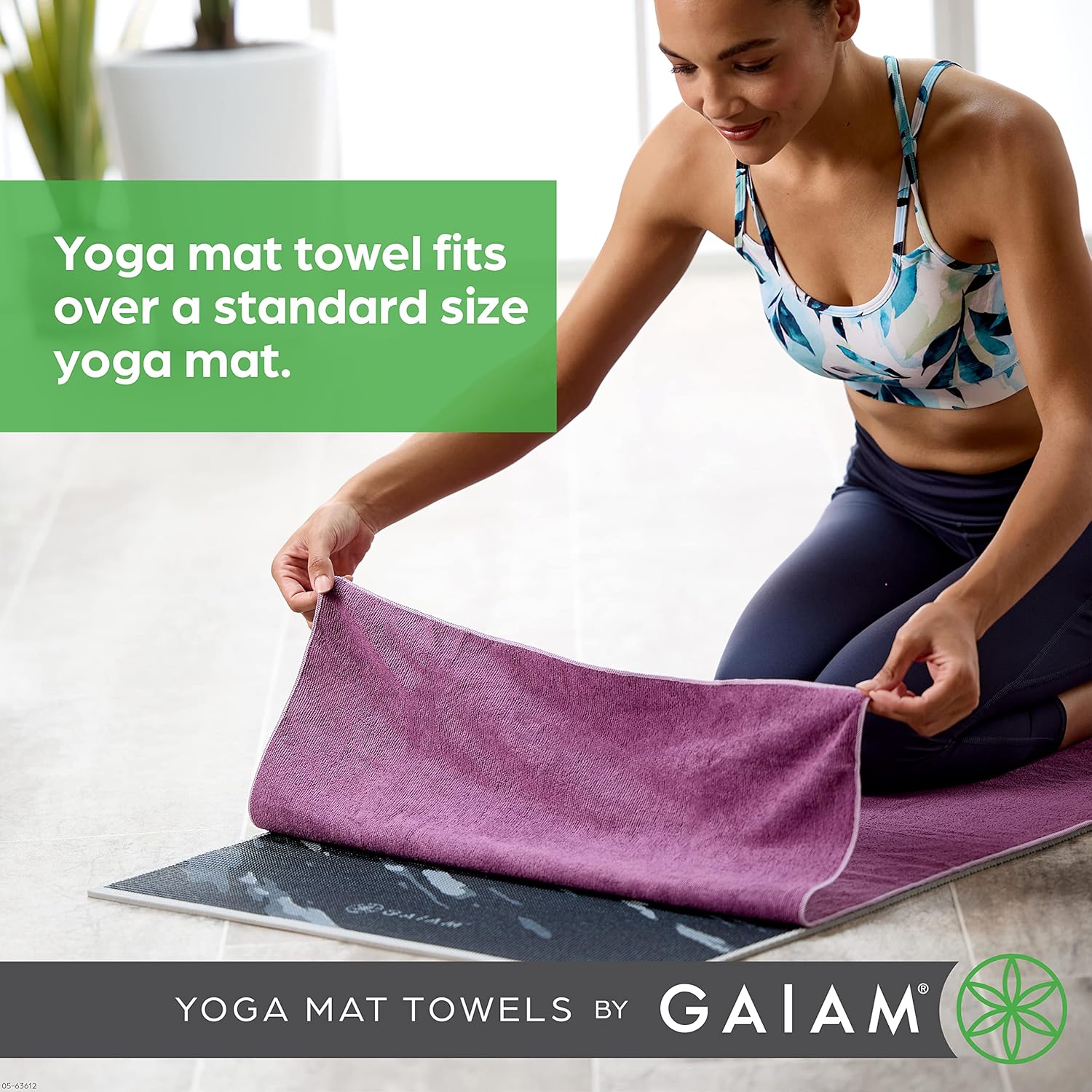 Gaiam Yoga Mat Towel Microfiber Mat-Sized Yoga Towel for Hot Yoga - Image 2