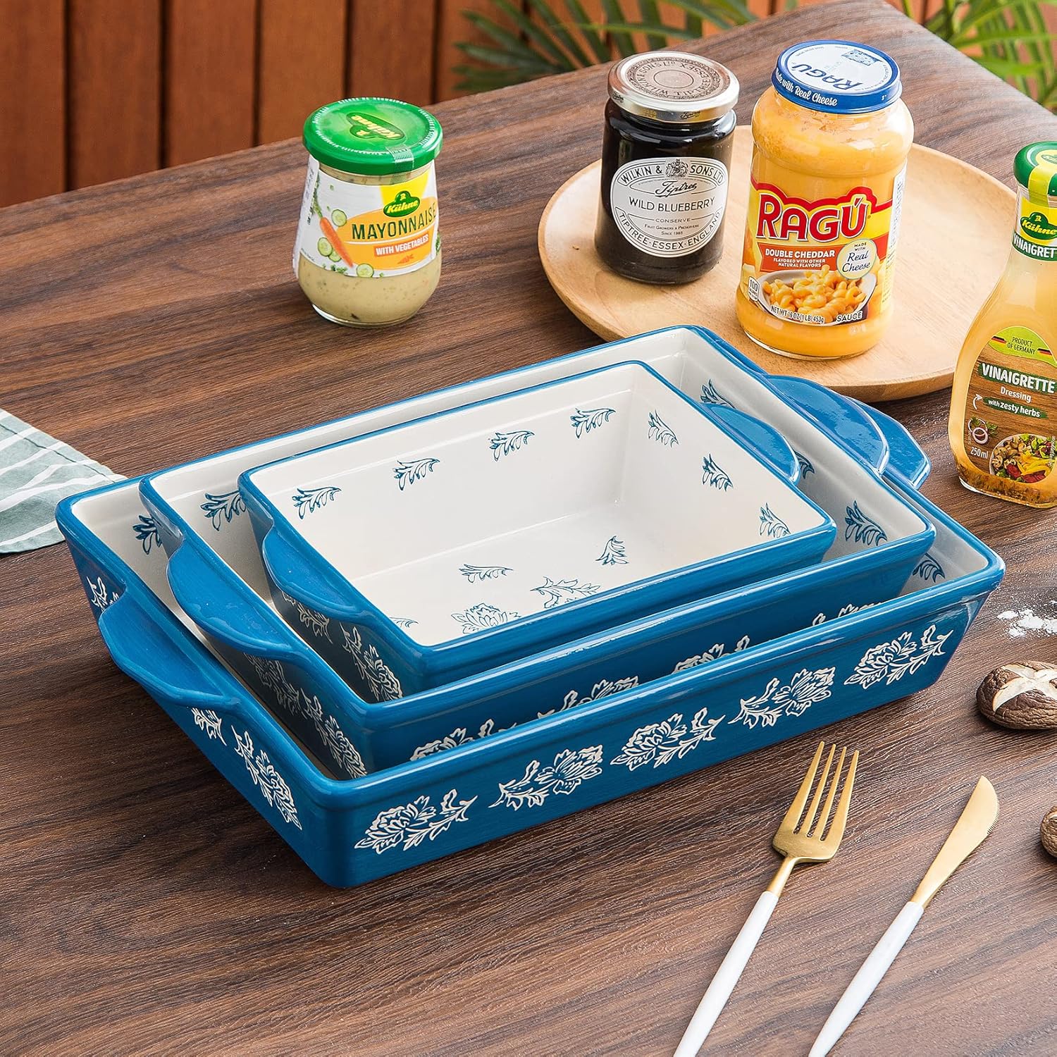 Wisenvoy Baking Dish Ceramic Lasagna Pan Casserole Dish 3-Piece Bakeware Sets Baking Dishes Baking Set Baking Dish Set - Image 7