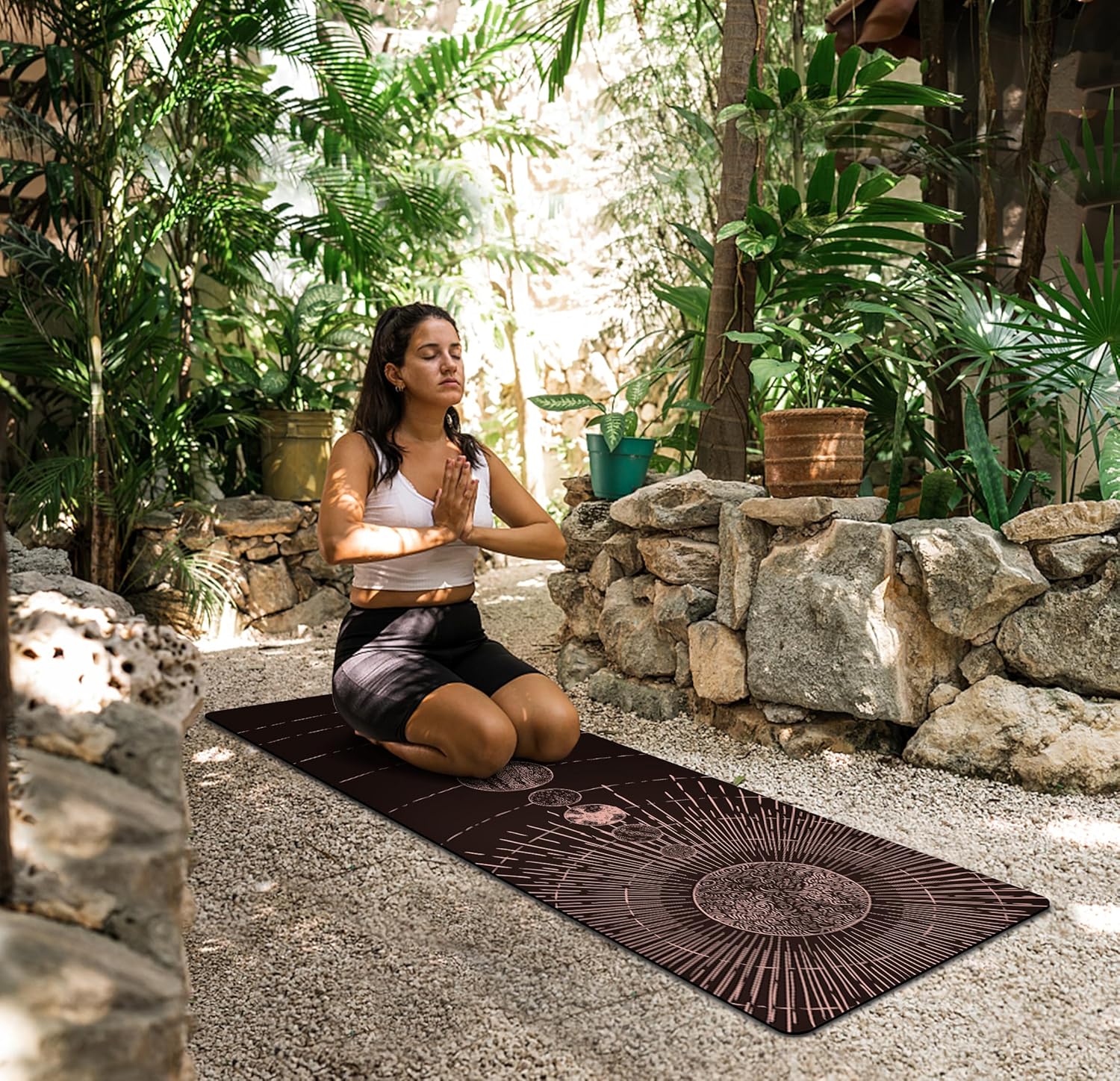 nuveti Printed Travel Yoga Mat-1/16 Inch Thick Non Slip Fitness Workout Mat with Carrying Bag, Foldable Lightweight Suede & Natural Rubber Yoga Mat for Yoga Pilates and Fitness 72" L x 24" W x 1.5mm - Image 6