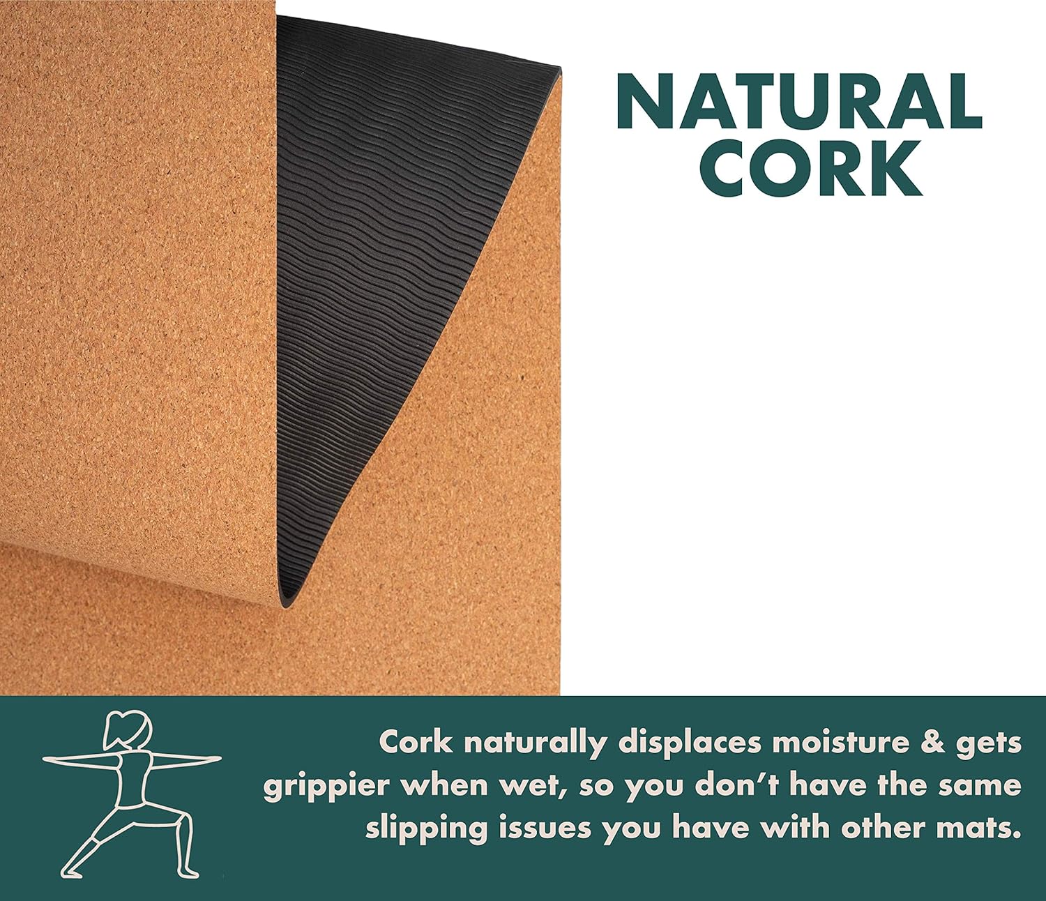 GURUS Sweat Proof Durable Cork Yoga Mat Thick Non Slip Exercise Mat for Home Workout - Image 4