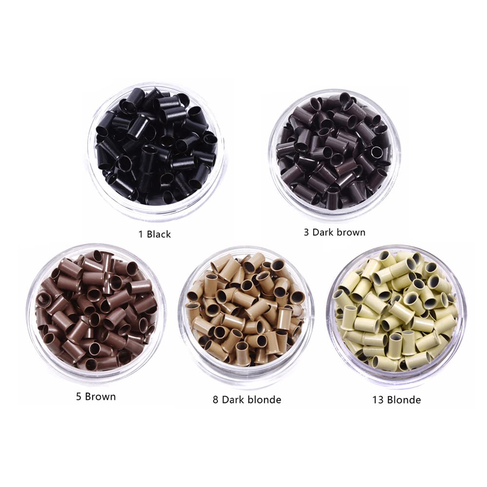1000 Pcs Flare Euro Lock Copper Tubes Micro Rings Links Beads for I-Tip Human Hair Extensions 3.4x3.0X6.0mm (Black) - Image 3