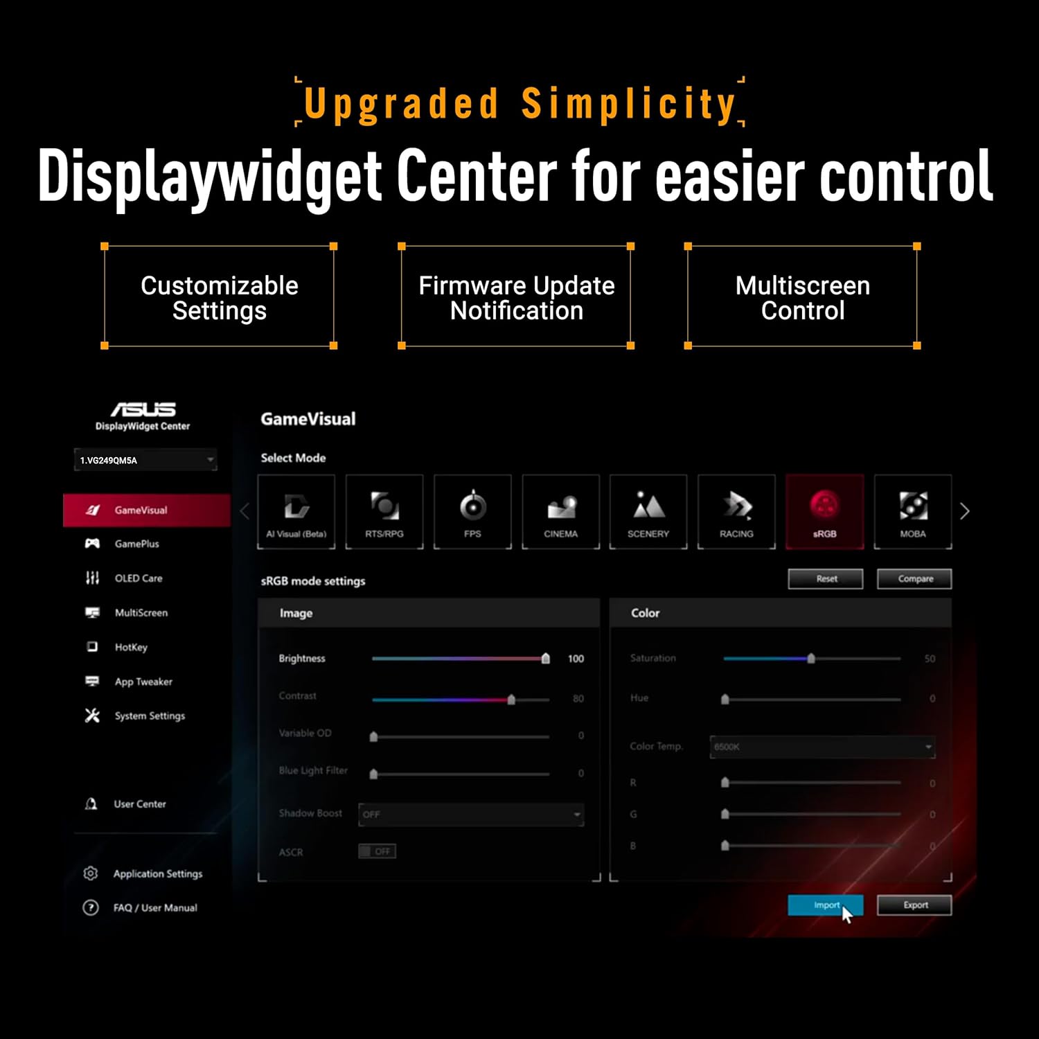 ASUS TUF Gaming Series 5 24.5” 1080P Monitor (VG259QM5A) – Full HD, Fast-IPS, 240Hz, 0.3ms, G-SYNC Compatible, FreeSync Premium, 99% sRGB, DisplayWidget, Gaming AI, 3 yr Warranty - Image 6