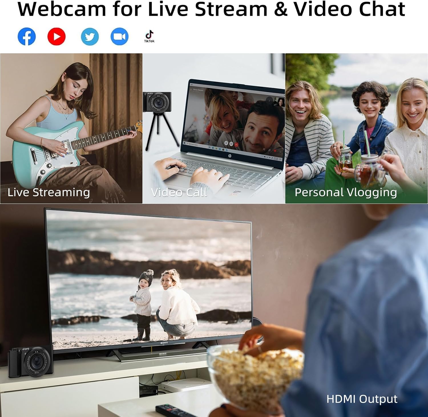 ORDRO 5K Digital Cameras for Photography - 64MP 12X Optical Zoom Travel Content Creator Camera & YouTube Vlogging Camera with Flip Screen, Microphone & Tripod Grip, 64GB Memory Card - Image 7