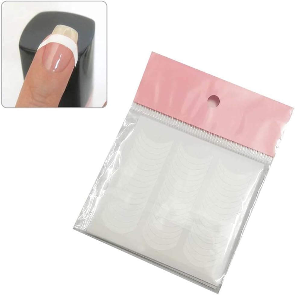 BlingKingdom 576pcs 12 Sheets French Nail Self-Adhesive Stickers Stencils Manicure Nail Tips Smile Line Guide for Women Girls - Moon Shape Design - Image 4