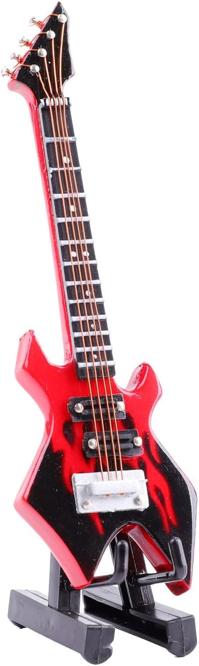 Wooden Miniature Electric Bass Guitar with Stand and Case Mini Musical Instrument Electric Bass Guitar Replica Collectible Figurines Model Home Decoration and Ornament (3.94"x1.18"x0.24") - Image 6