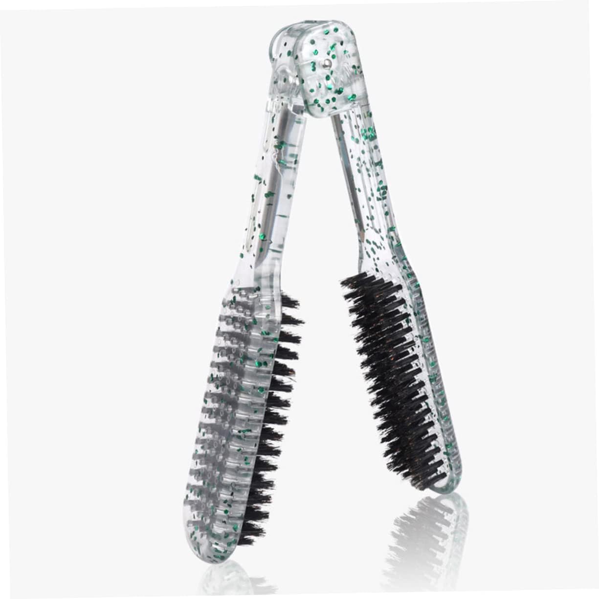Clamp Hair Brush for Straightening and Detangling Double Sided V-Shape Comb for Home Salon Use and Safe for Hair Types Glitter Finish - Image 9
