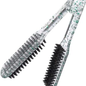 Clamp Hair Brush for Straightening and Detangling Double Sided V-Shape Comb for Home Salon Use and Safe for Hair Types Glitter Finish