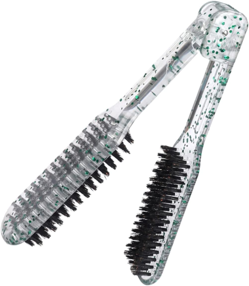 Clamp Hair Brush for Straightening and Detangling Double Sided V-Shape Comb for Home Salon Use and Safe for Hair Types Glitter Finish