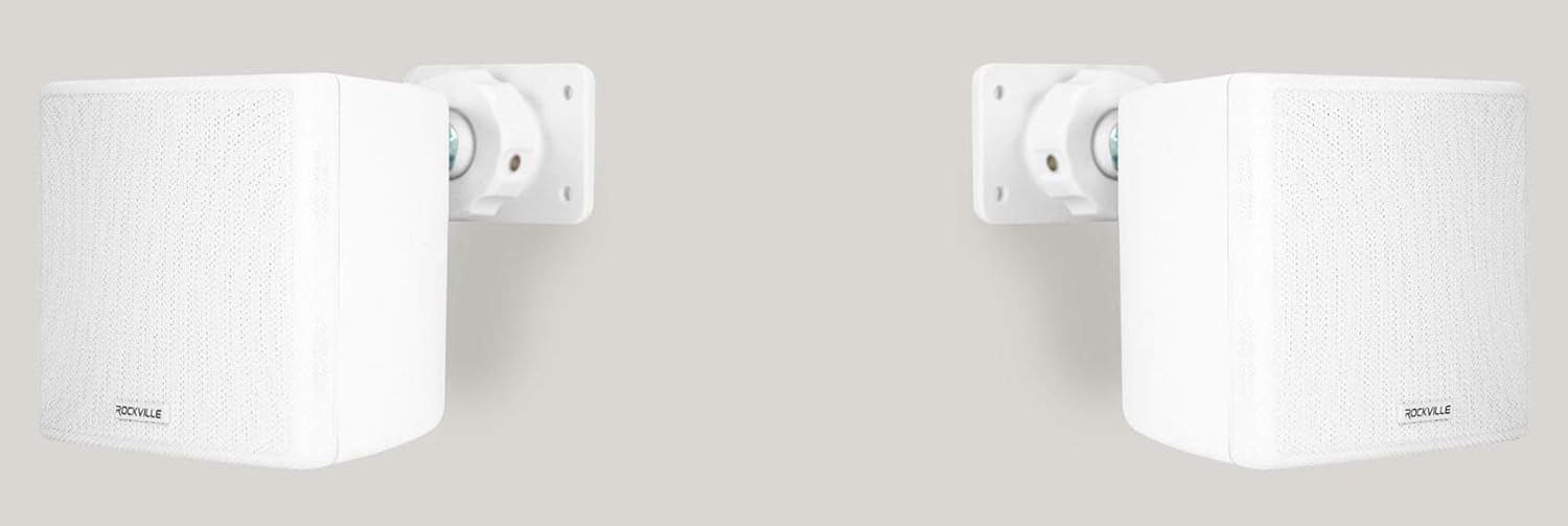 Rockville Pair Cube White 3.5" 30W RMS Home Theater Wall Speakers, 8 Ohm, 360-Degree Swivel Brackets, 2-Way Audio, Compact Design, for Home Theater and Surround Sound - Image 4