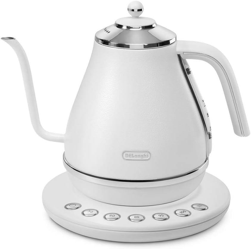 DeLonghi KBOE1230J-W Electric Cafe Kettle with Temperature Setting Function, 1.0 L (1.0 L) White
