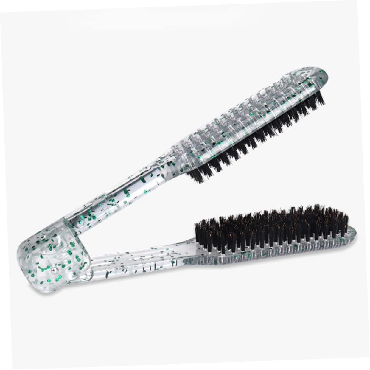 Clamp Hair Brush for Straightening and Detangling Double Sided V-Shape Comb for Home Salon Use and Safe for Hair Types Glitter Finish - Image 3