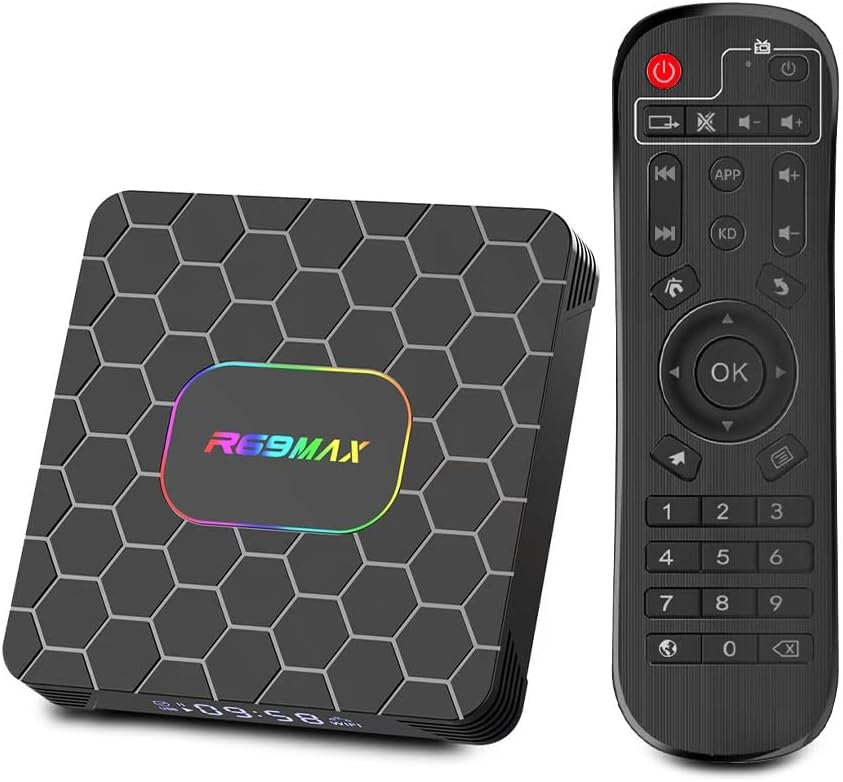 Android 14 TV Box 2025, R69 Max Android Box with 4GB RAM 32GB ROM RK3528 Quad-Core for Smart TV, 8K HD Video Decoding & HDR 10 Video Output ,Support WiFi6 2.4Ghz/5.0Ghz BT 5.0 TV Box