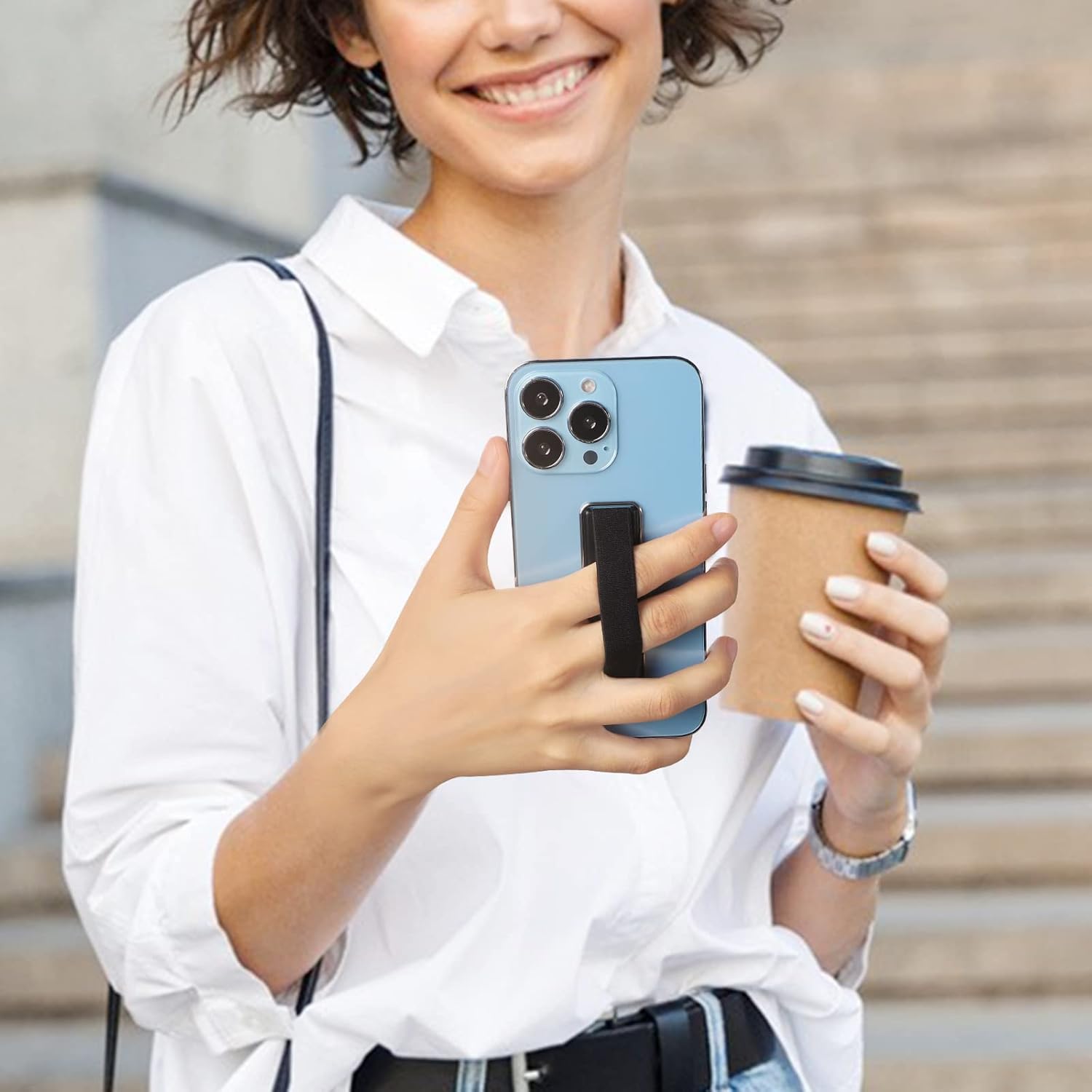 Phone Strap, CISID 4 Pcs Phone Finger Holder Back of Phone Grip with Stand Suitable for iPhone Samsung and Most Smartphones(Black Black Silver Rose Gold 4PCS) - Image 7