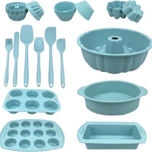 29PCS Nonstick Silicone Baking Set With Bakeable Mini Cake Pans, Bakeware for Oven, Molds and Heat Resistant Spatulas