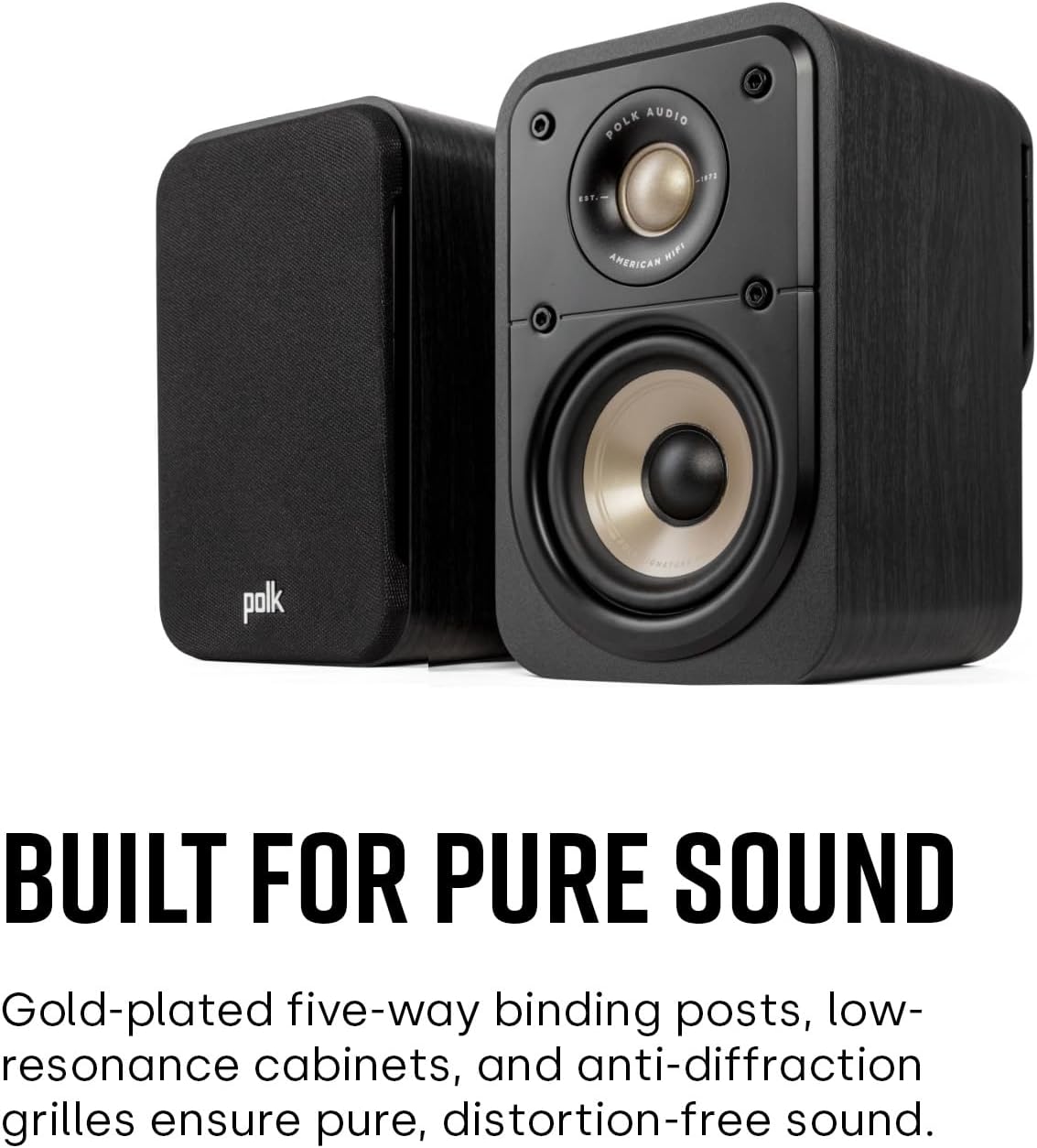 Polk Signature Elite ES10 Surround Sound Speakers - Hi-Res Audio Certified, Dolby Atmos & DTS:X Compatible, 1" Tweeter & 4" Woofer, Power Port Technology for Bass (Pair, Contemporary Walnut) - Image 8